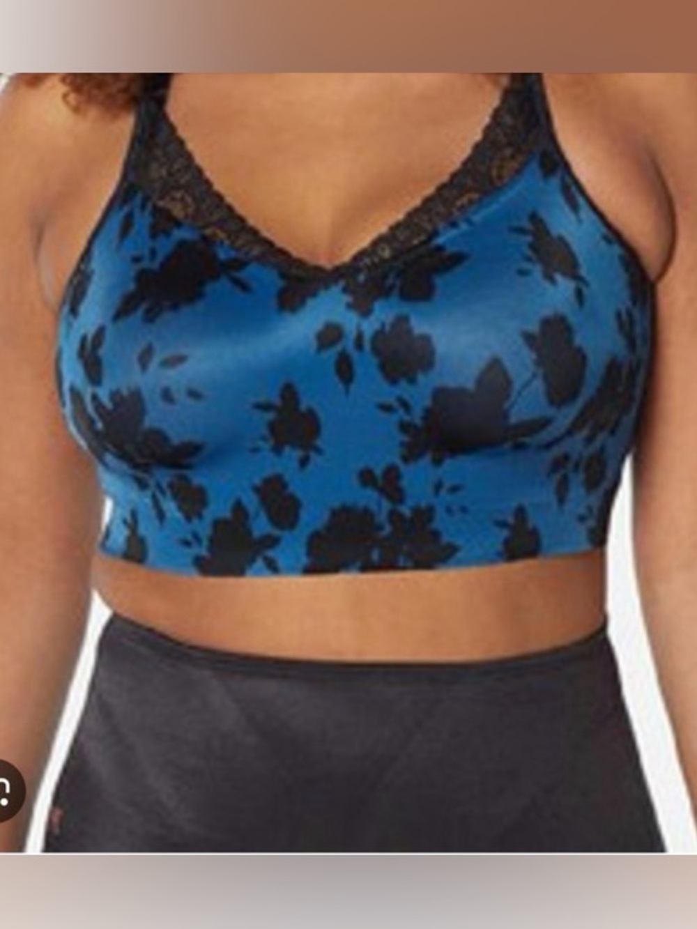Ruby Ribbon Blue Floral Lace-Trim Bra